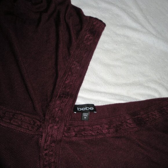 BEBE off the shoulder burgundy sweater SZ: M - Picture 3 of 3